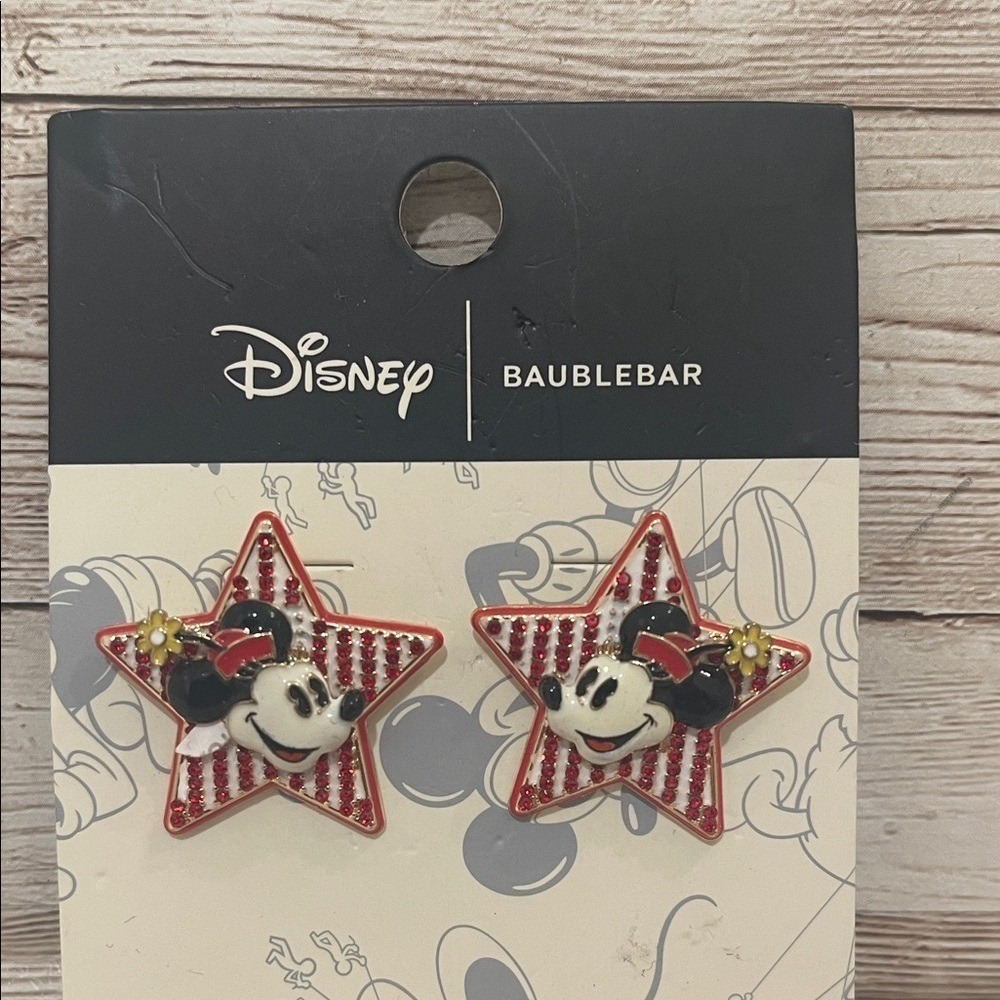 Disney Minnie Mouse Red, White, Black Star Earrings NEW